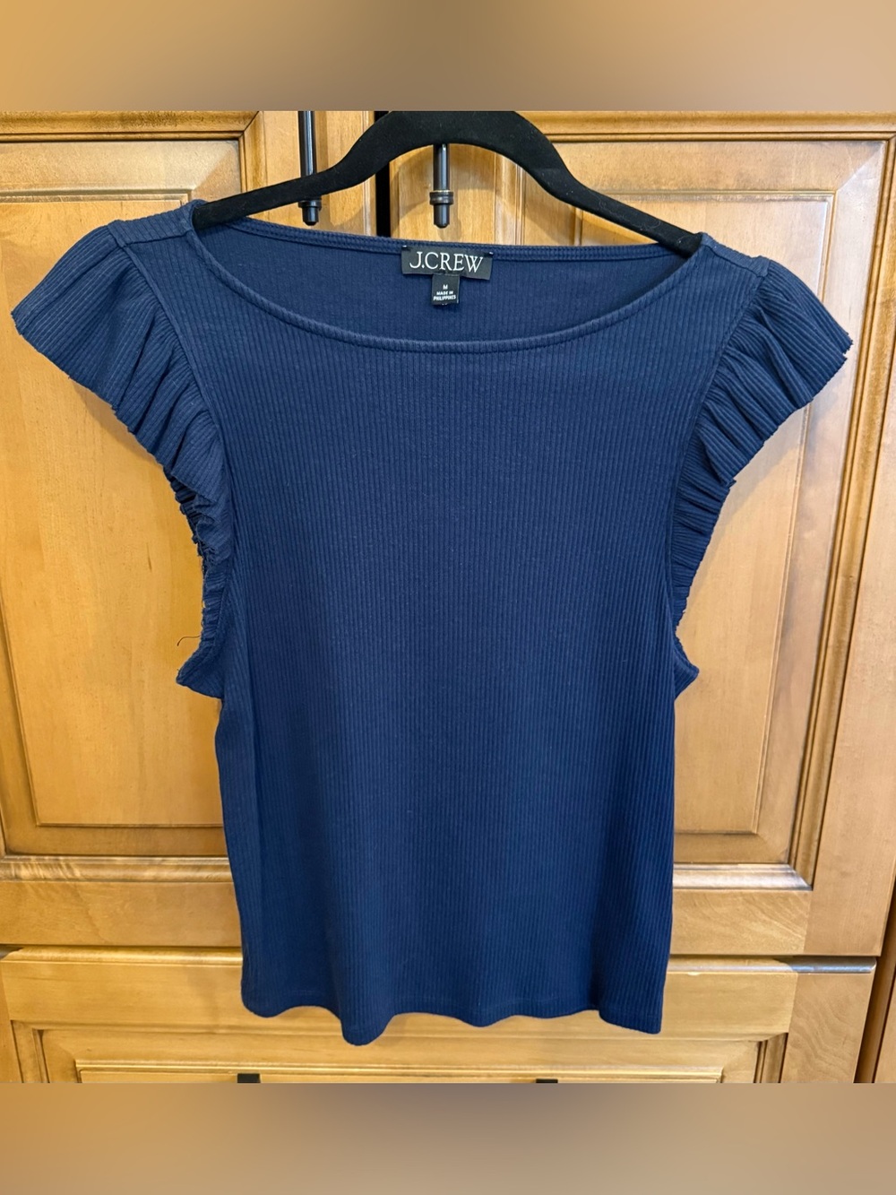 J. Crew Navy Ribbed Top - Picture 1 of 8